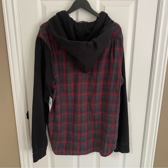 Denim & Supply Ralph Lauren Red and Black Plaid Shirt button down with hood - Picture 10 of 14